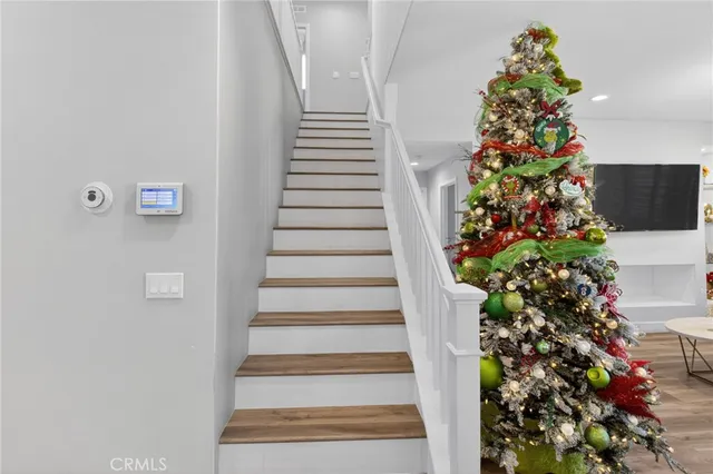 a view of a hallway view with staircase