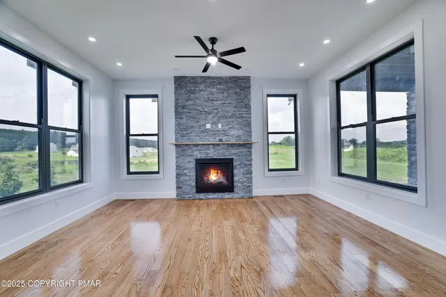 a view of a lake with a mountain