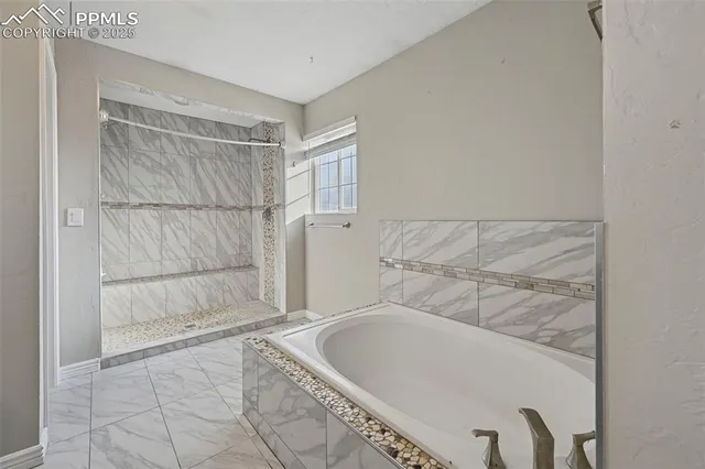 a bathroom with a bathtub
