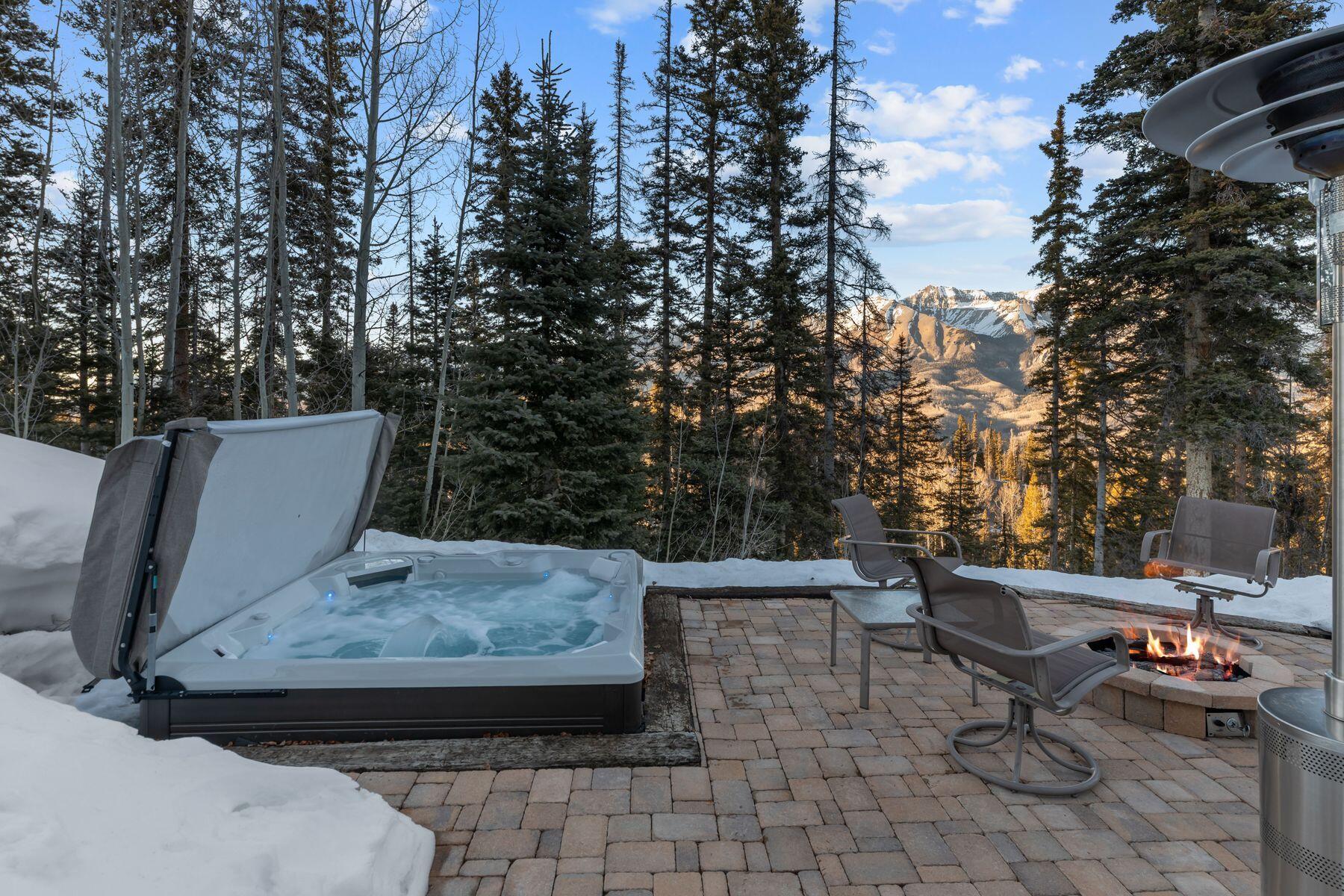 222 High Country Road Mountain Village, CO 81435 - Photo 26 of 37 a view of backyard with seating space and trees
