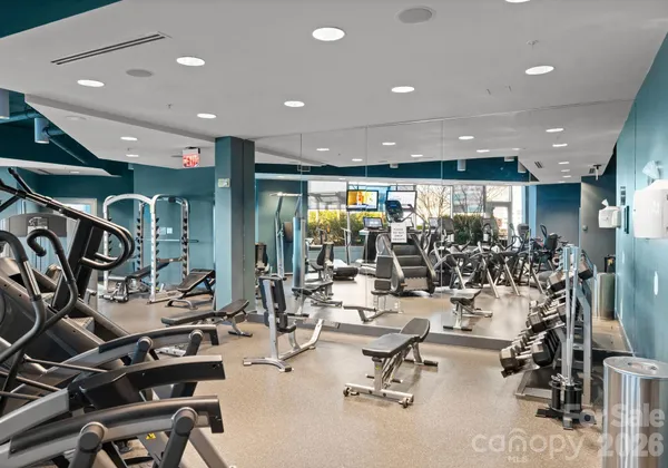 a view of a room with gym equipment