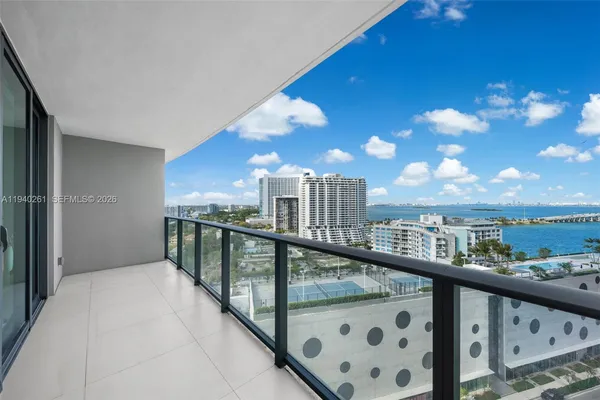 a view of a balcony with city view