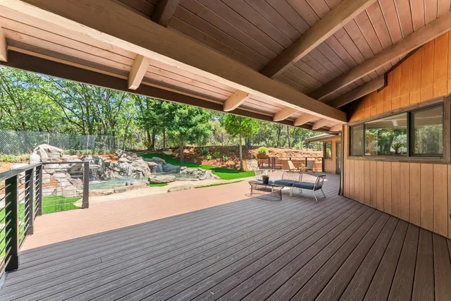 a view of an outdoor space with seating