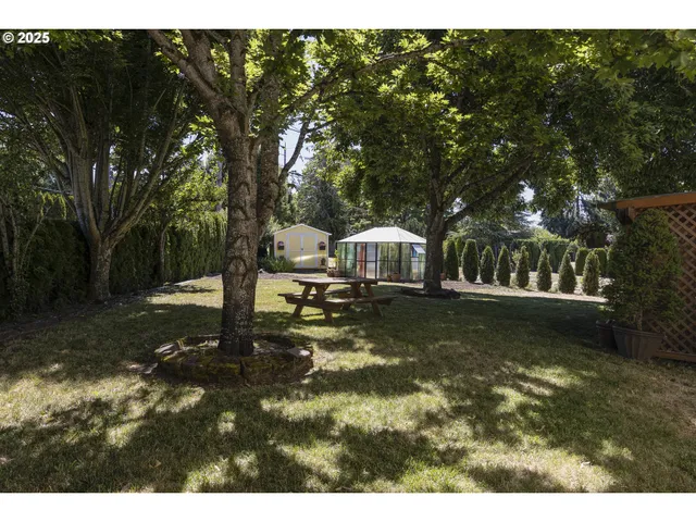 a view of swimming pool from a yard