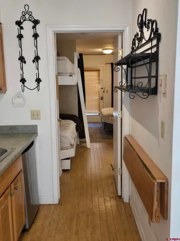 a view of entryway and workspace