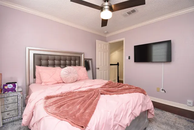 a bathroom with a shower and vanity