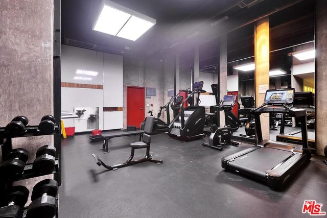 a view of a room with gym equipment
