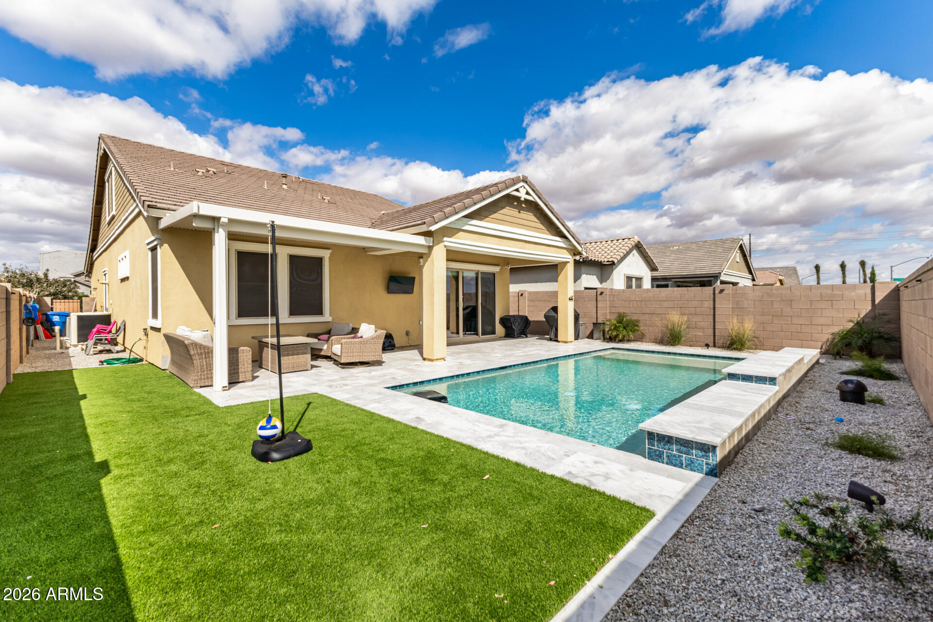 23135 East Thornton Road Queen Creek, AZ 85142 - Photo 44 of 61 a view of a house with backyard porch and patio