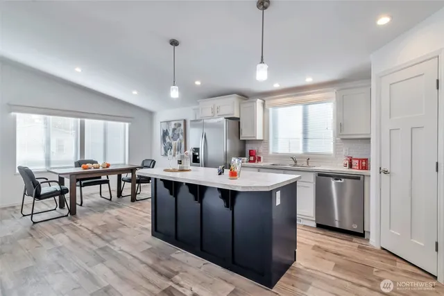 a kitchen with lots of counter top space