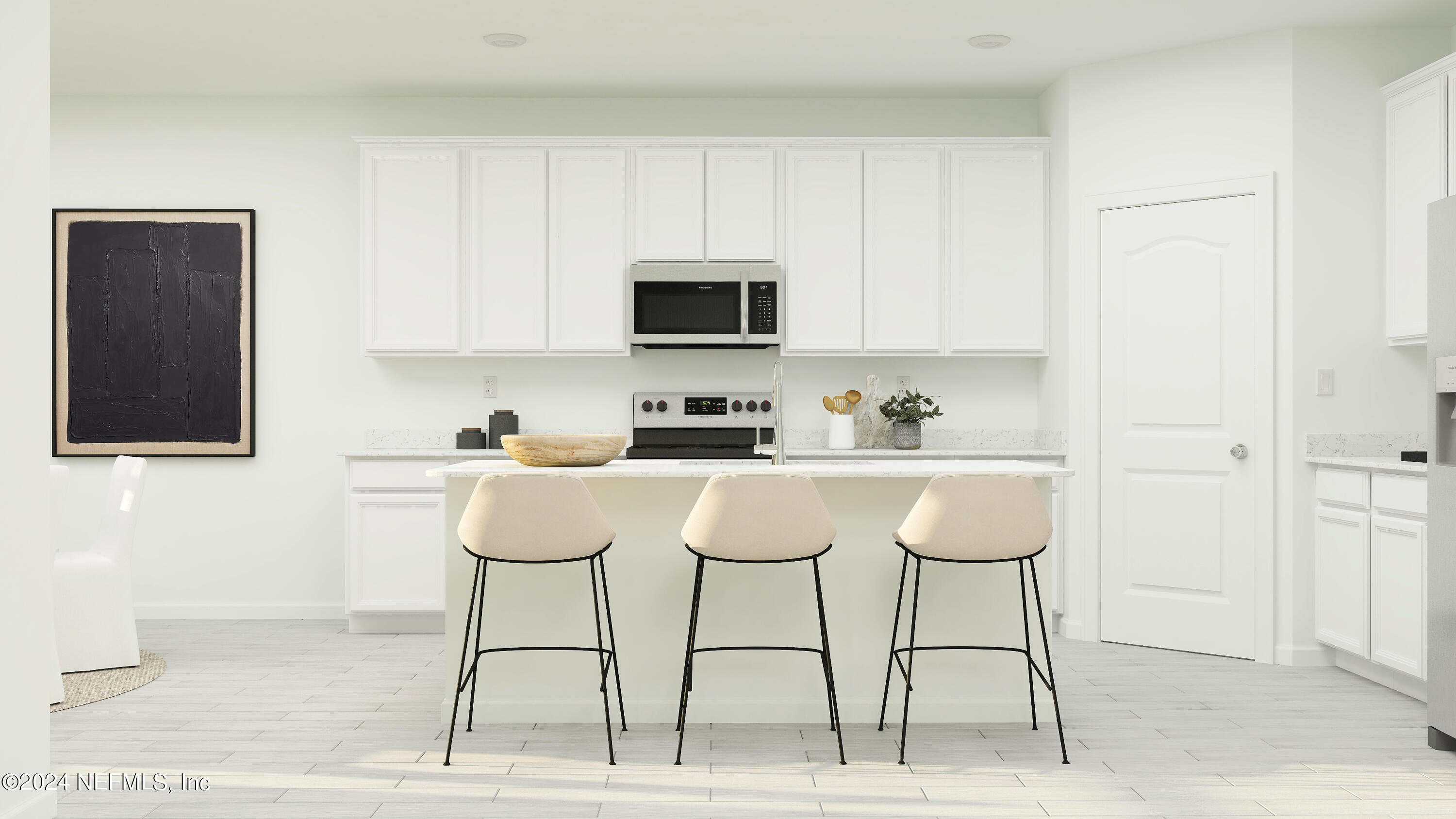 25 Nepessing Row St. Augustine, FL 32092 - Photo 39 of 40 a kitchen with stainless steel appliances a stove a sink and a refrigerator with white cabinets