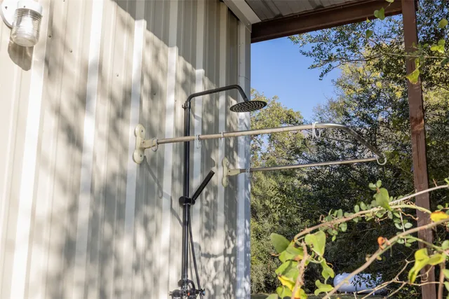 a bathroom with a bathtub
