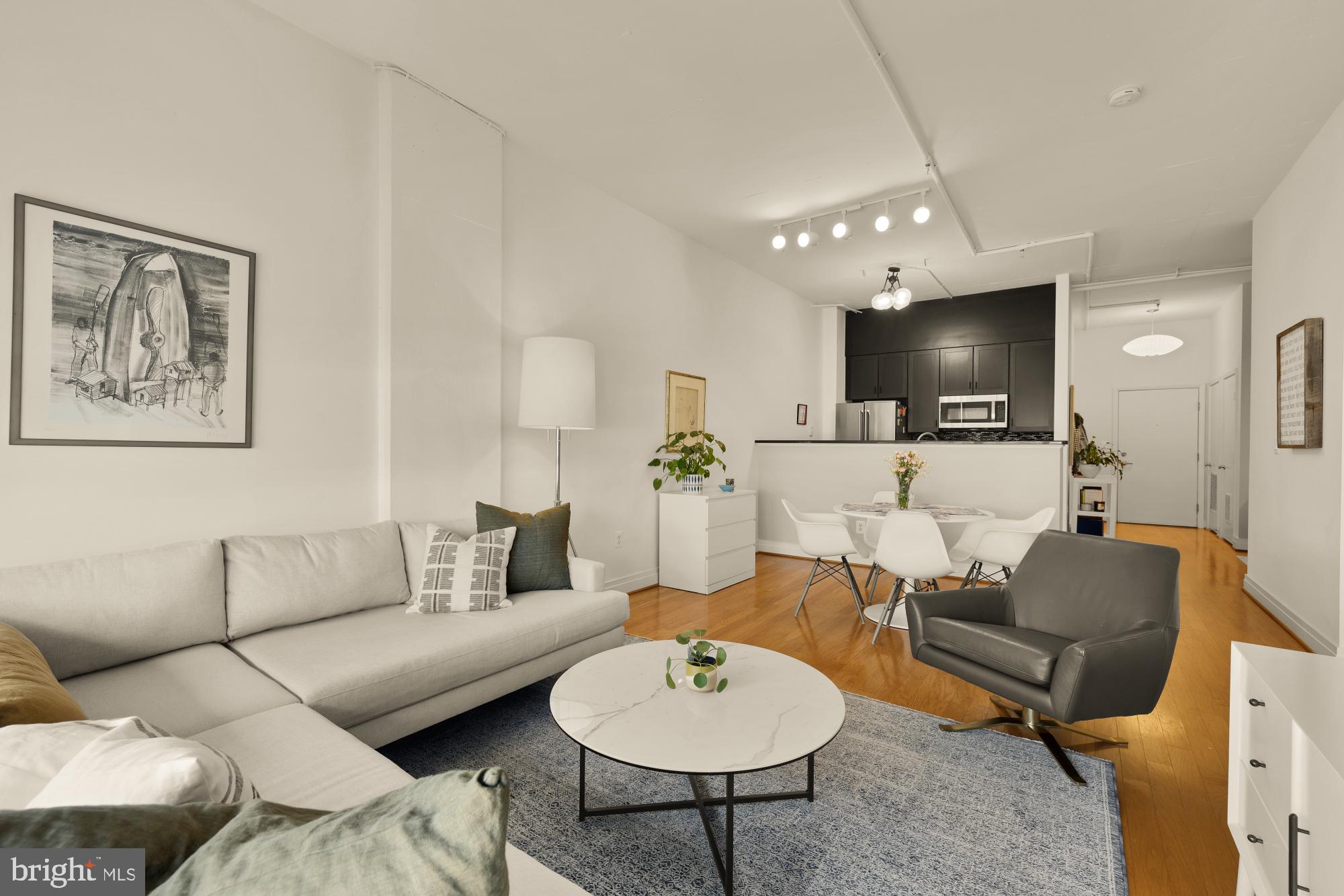 2020 12th Street Northwest, Unit 518 Washington, DC 20009 - Photo 10 of 28 a living room with furniture and a flat screen tv