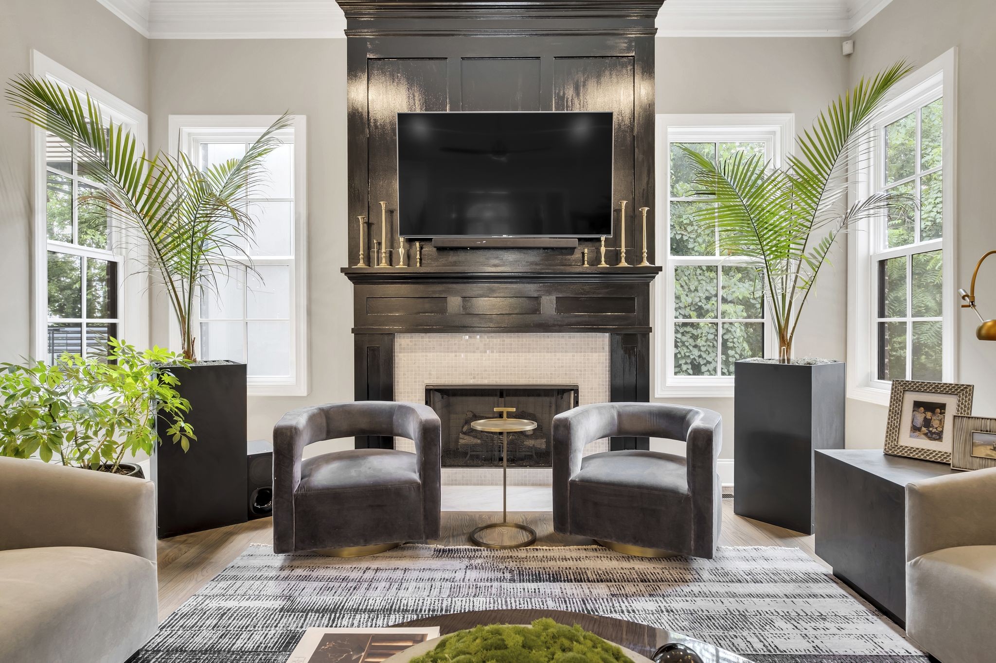 1043 Firestone Drive Franklin, TN 37067 - Photo 13 of 61 a living room with furniture a flat screen tv and a fireplace