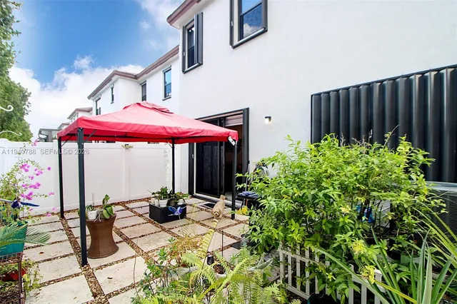an outdoor space with patio