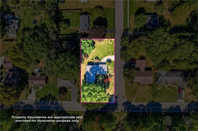 an aerial view of a house