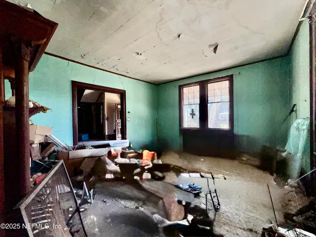 a view of hallway with stairs