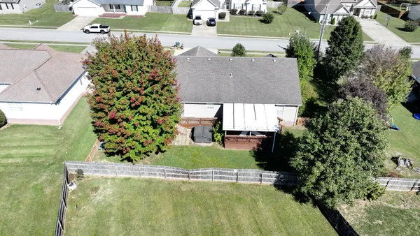 an aerial view of a house