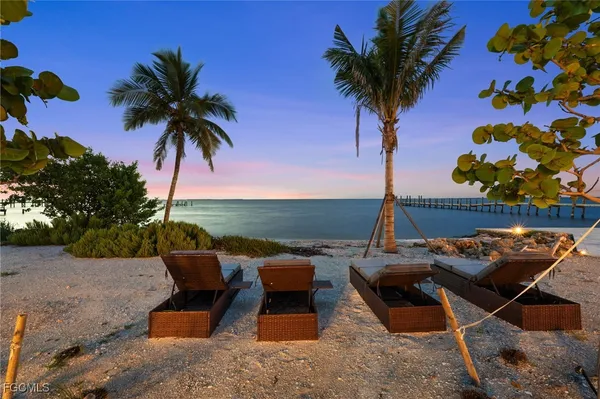 a ocean view with outdoor seating space