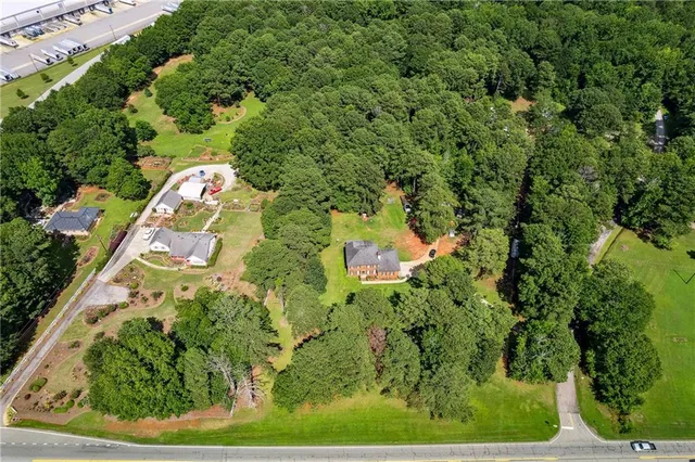 an aerial view of a house