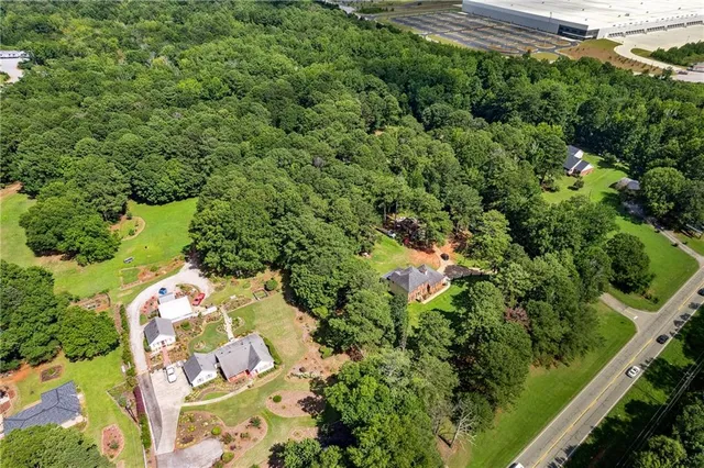 an aerial view of a house