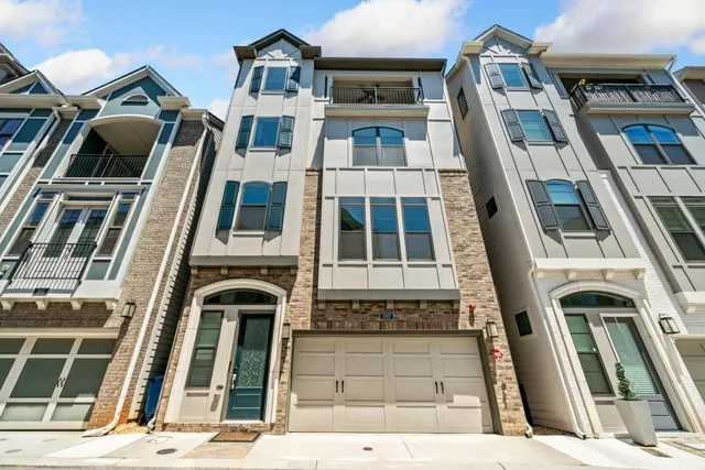 a front view of a multi story building