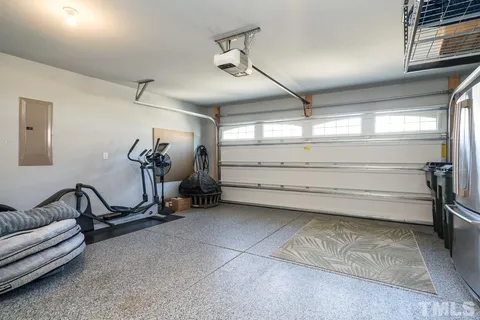a view of balcony with wooden floor