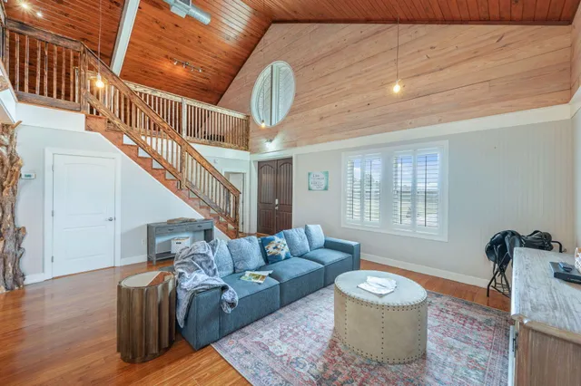 a living room with furniture