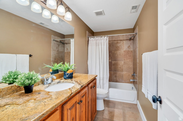 1355 West 1000 South Mapleton, UT 84664 - Photo 48 of 74 Bathroom featuring vanity and shower / tub combo with curtain