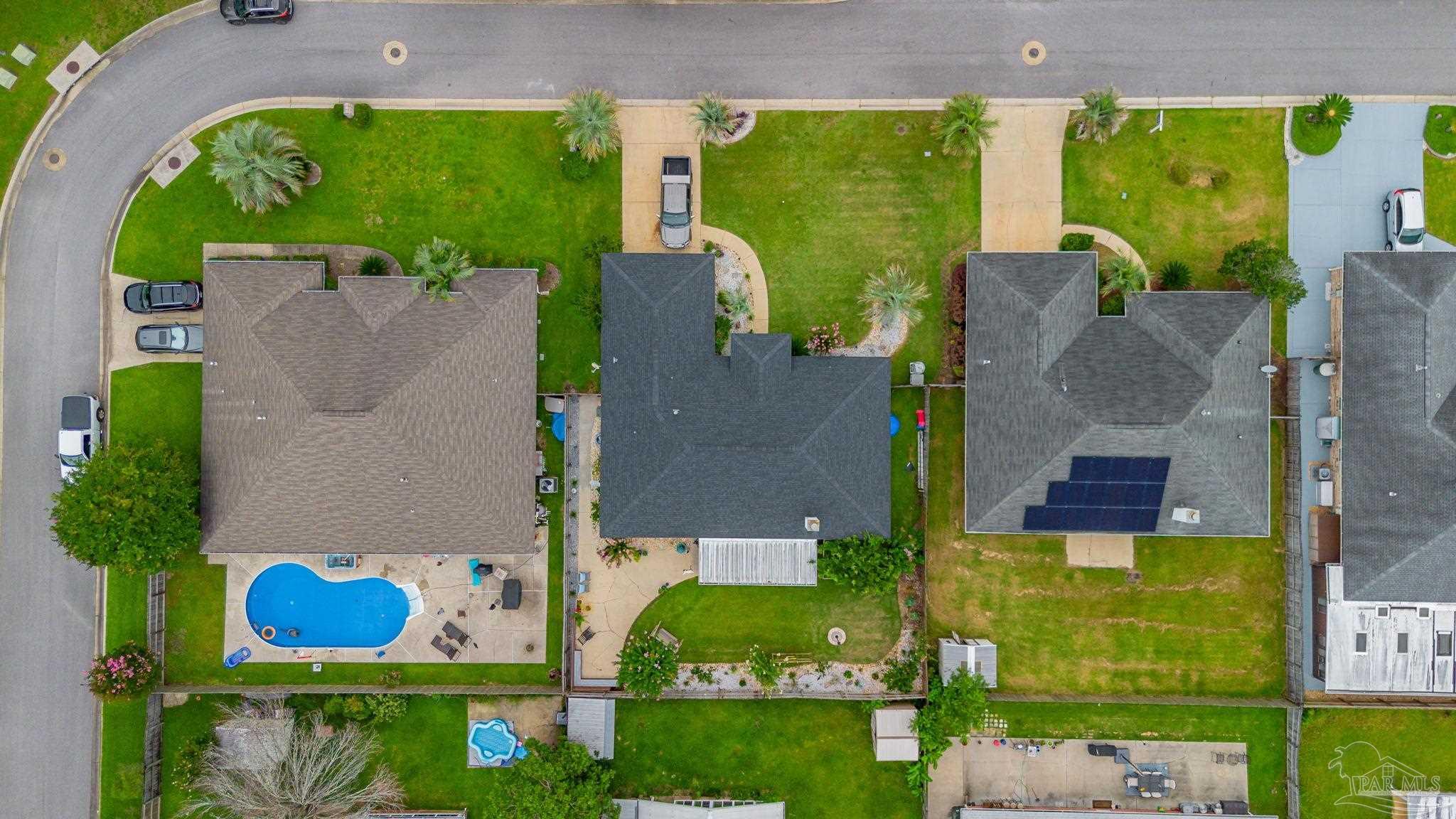 an aerial view of multiple house