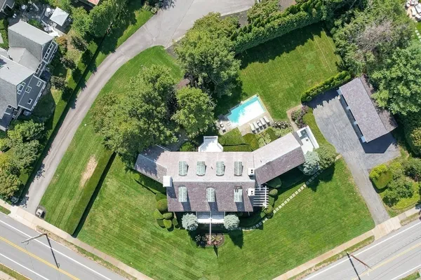 an aerial view of a house