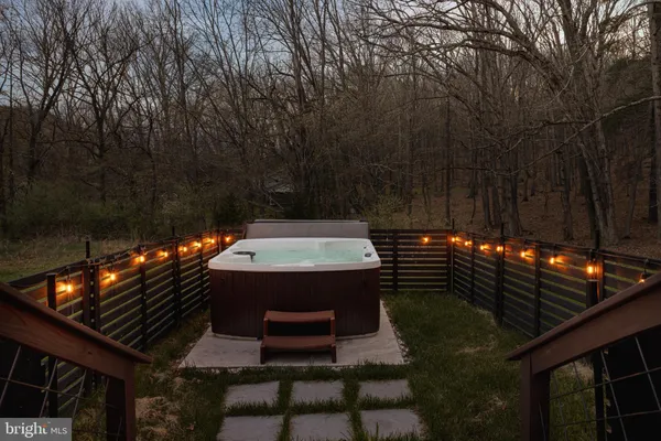 a view of a lake from a yard