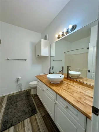 a bathroom with a bathtub