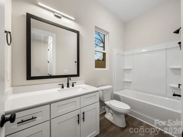 a bathroom with a toilet a sink a mirror and a bathtub