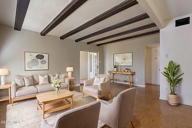 a living room with furniture