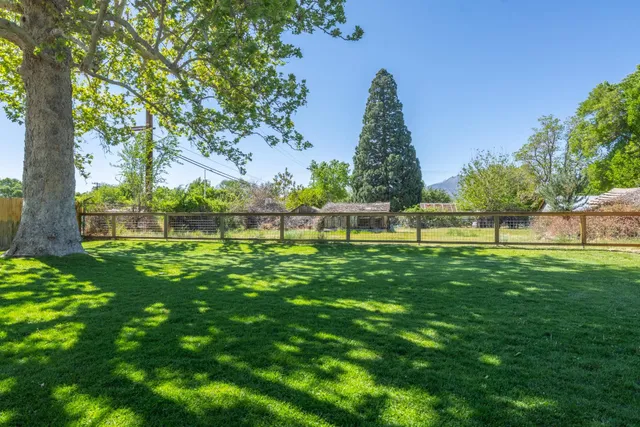 a view of backyard with green space