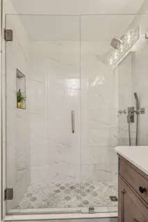 a bathroom with a shower