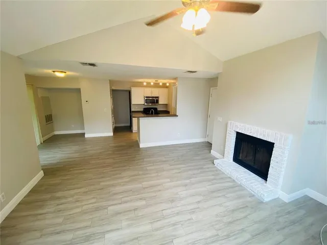 a view of a livingroom with a fireplace