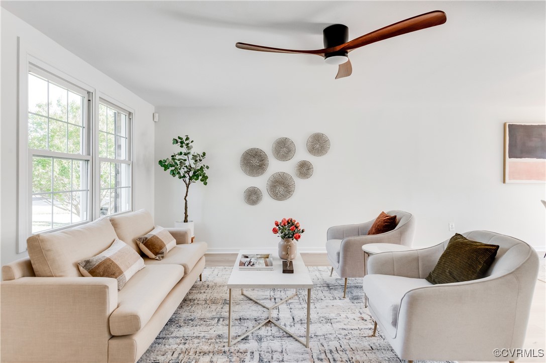 1905 Reagan Road Henrico, VA 23228 - Photo 6 of 41 Living room featuring ceiling fan and light hardwo