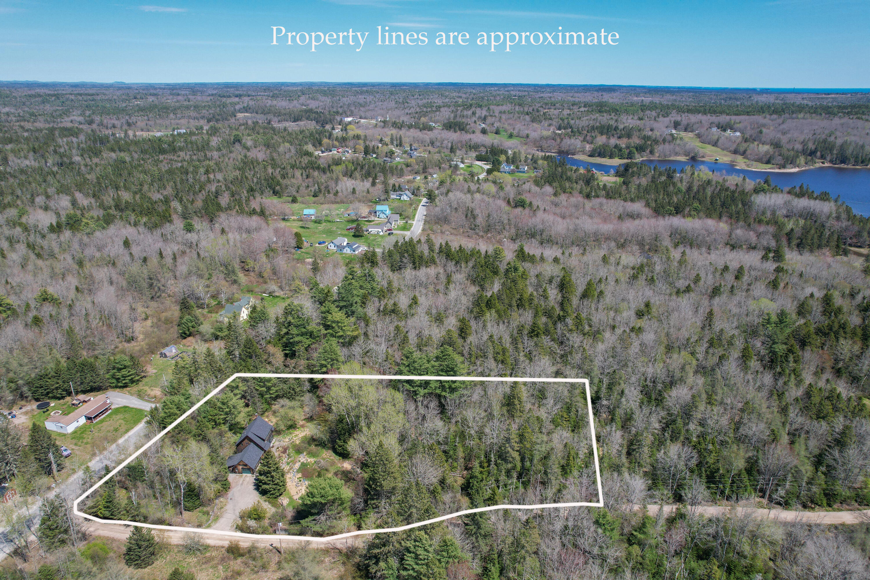 12 Bakers Point Road Steuben, ME 04680 - Photo 41 of 86 Aerial views with outline.