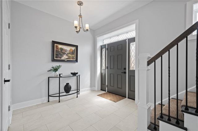 a view of a hallway with workspace