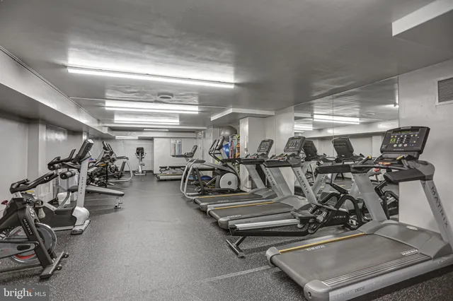 a view of a room with gym equipment