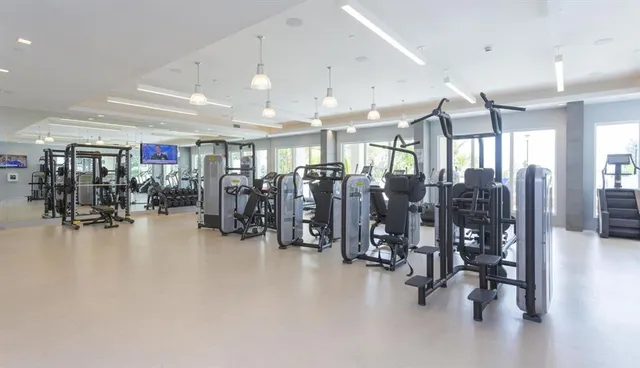 a view of a room with gym equipment
