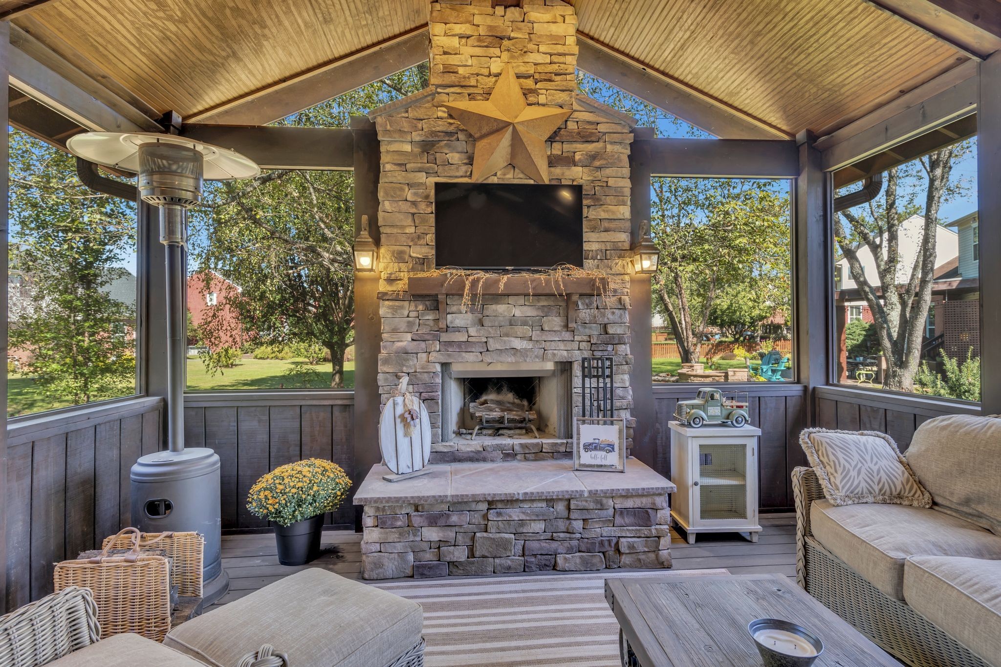 601 Rutherford Lane Franklin, TN 37064 - Photo 40 of 54 a living room with furniture a flat screen tv and a fireplace