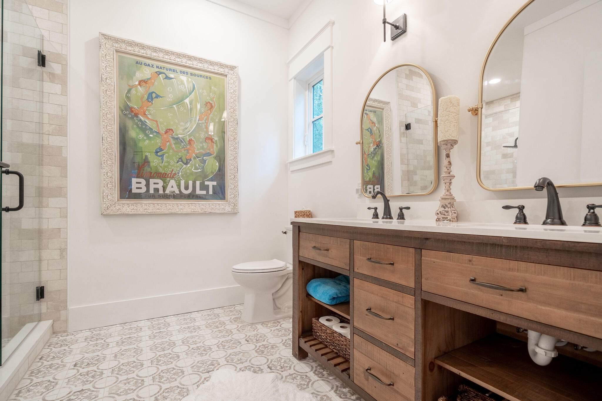 102 Camp Creek Road South Inlet Beach, FL 32461 - Photo 32 of 73 a spacious bathroom with a double vanity sink a mirror and a