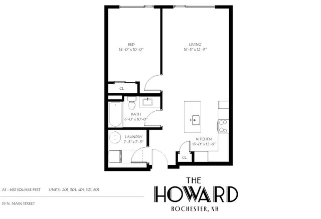 $1,895 | 55 North Main Street, Unit 501, Rochester, NH 03867