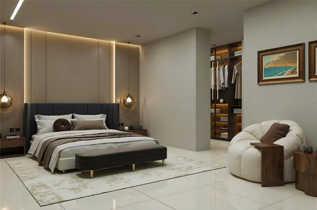 a view of a backyard with sitting area