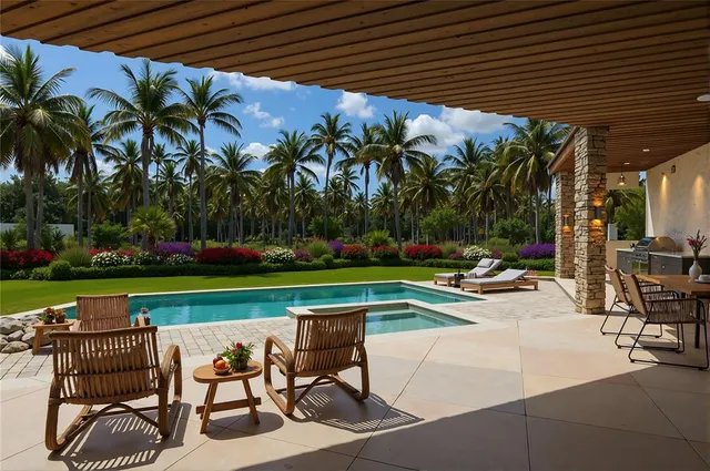 a front view of a house with plants