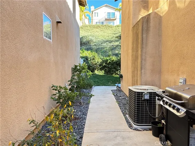a view of a park with large trees