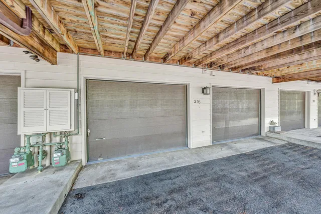 a view of a room with wooden walls