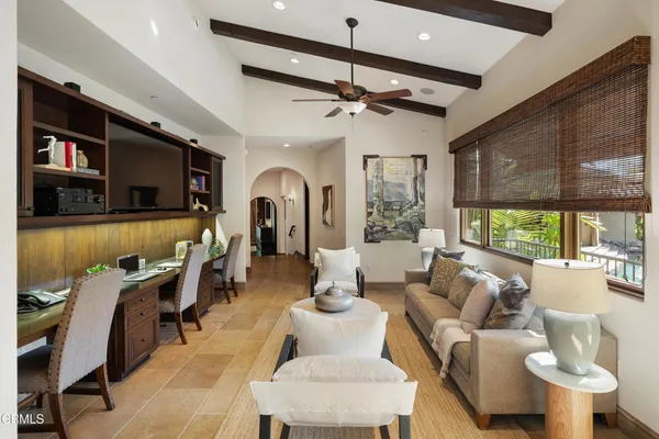 a living room with furniture